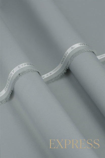Close-up of smooth suit fabric with branded trim