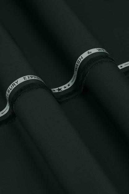 Close-up of smooth suit fabric with branded trim