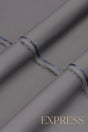 Close-up of smooth suit fabric with branded trim