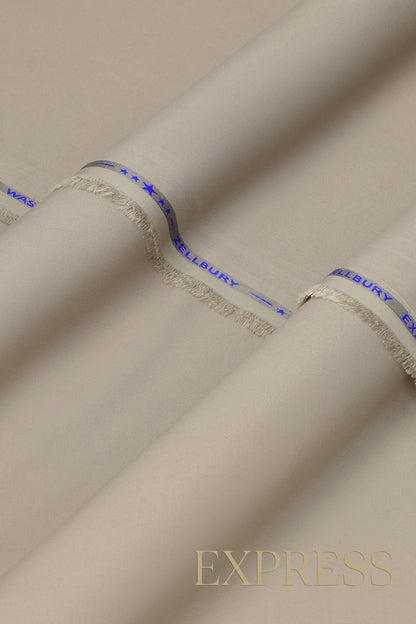 Close-up of smooth suit fabric with branded trim