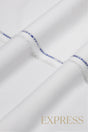 Close-up of smooth suit fabric with branded trim