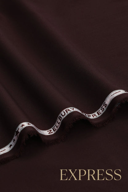 Close-up of smooth suit fabric with branded trim