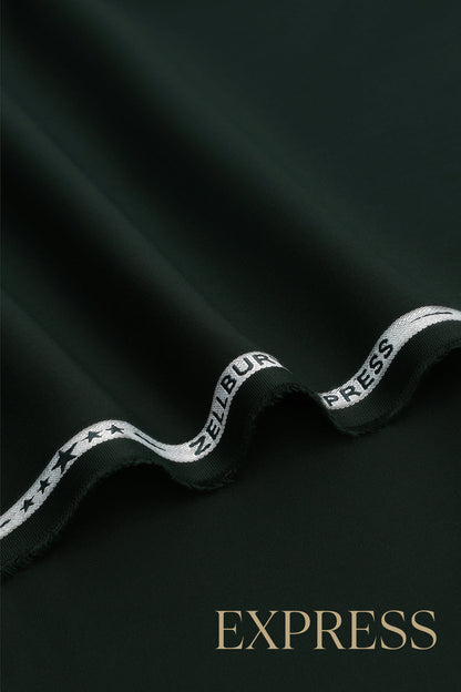 Close-up of smooth suit fabric with branded trim