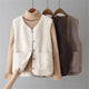 Women's textured sleeveless button vest with patch pockets