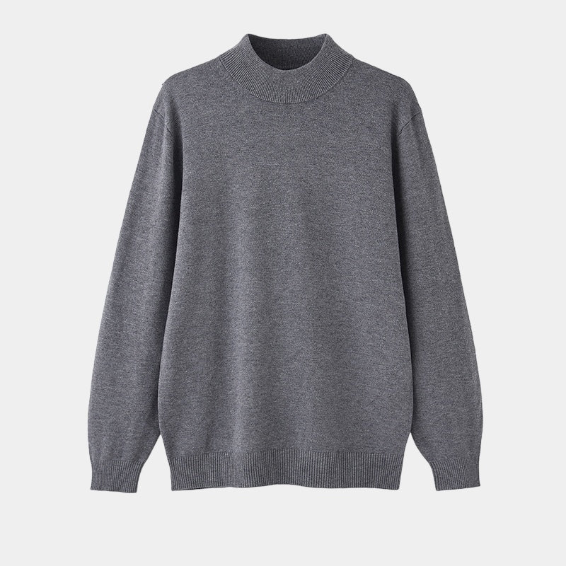 Men's plain mock neck sweater with long sleeves and ribbed trims