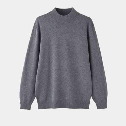 Men's plain mock neck sweater with long sleeves and ribbed trims