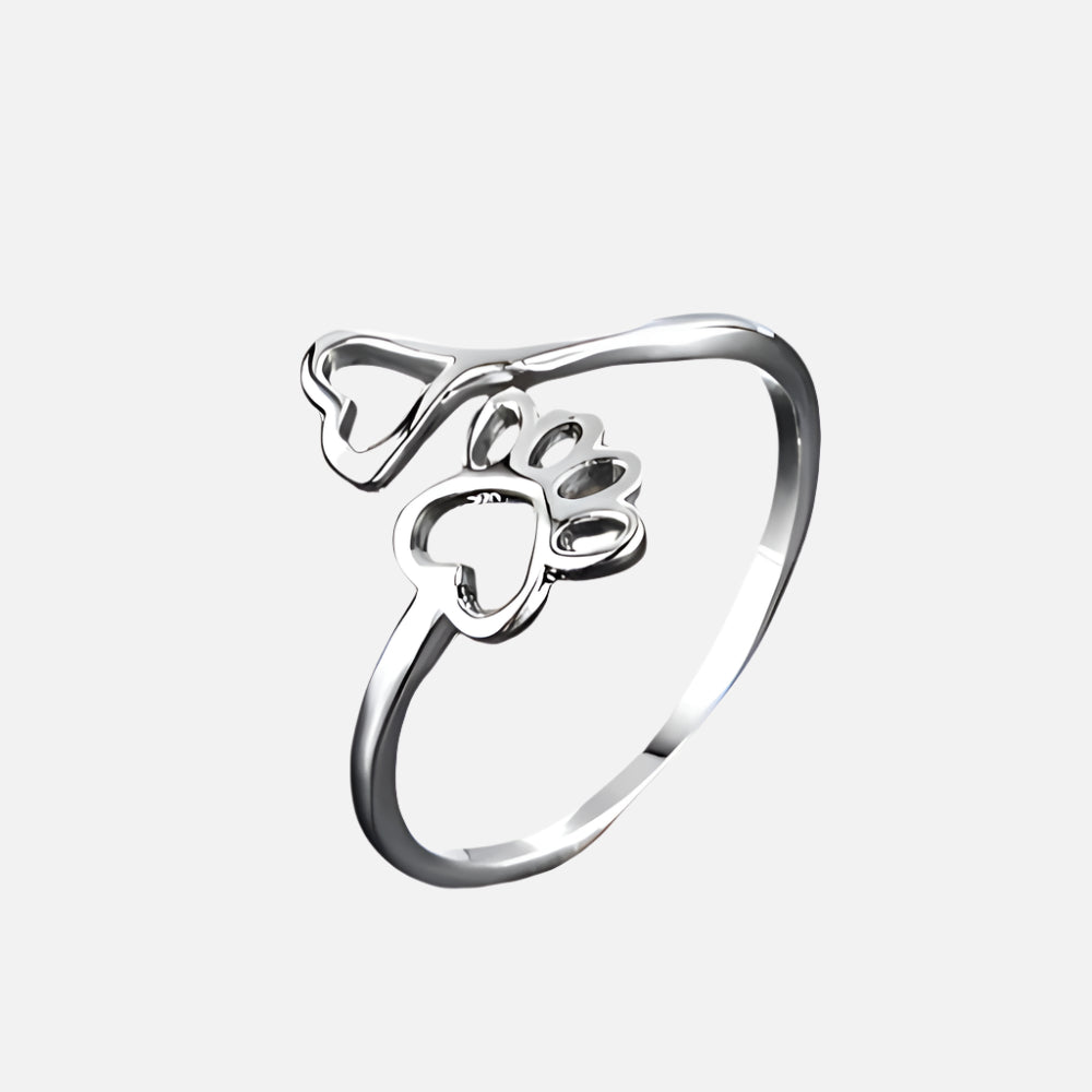 Fiona Adjustable Paw Heart Ring 1