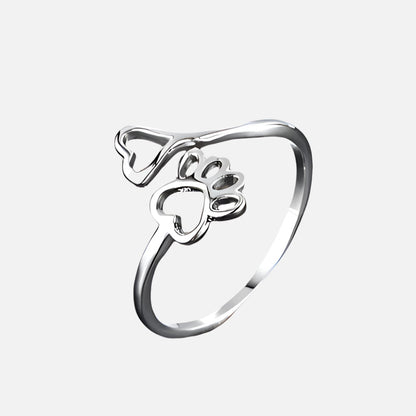 Fiona Adjustable Paw Heart Ring 1