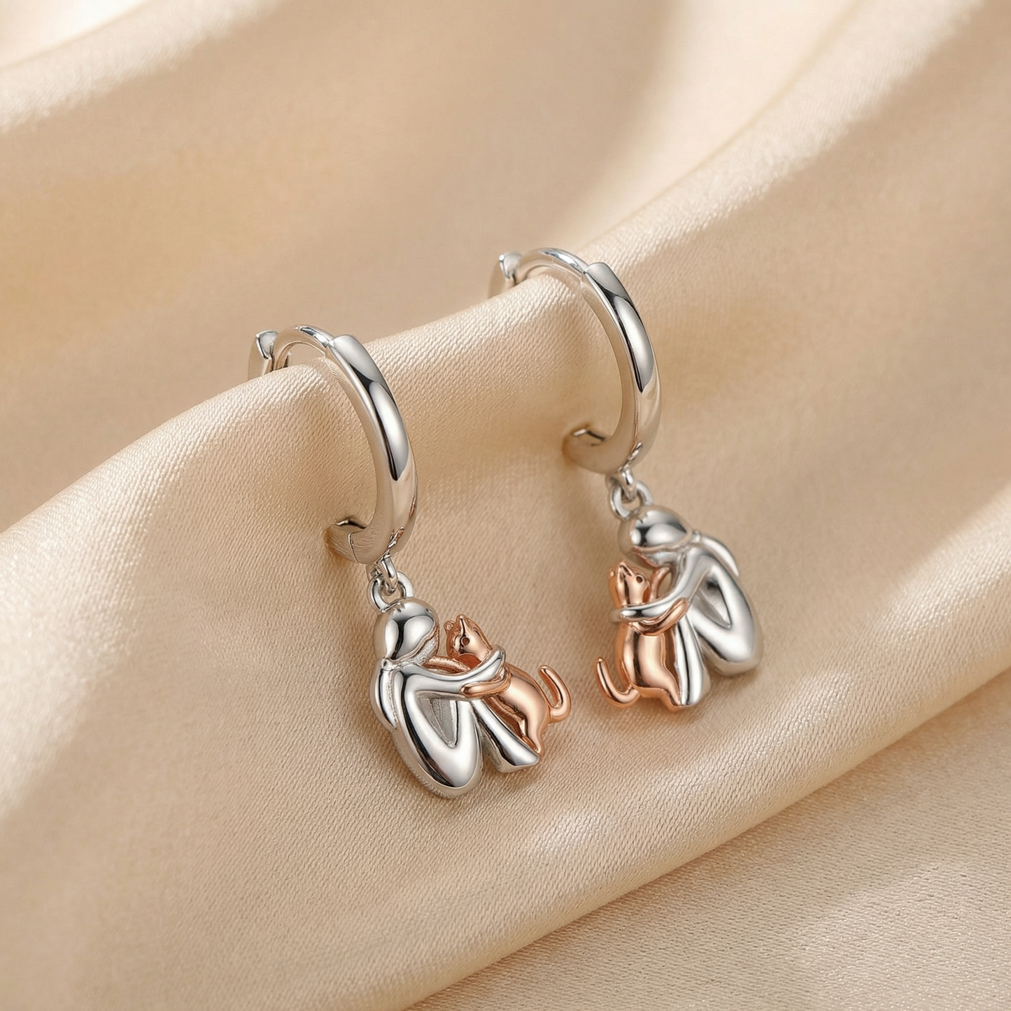 Fiona Cat Hug Dangle Earrings 2
