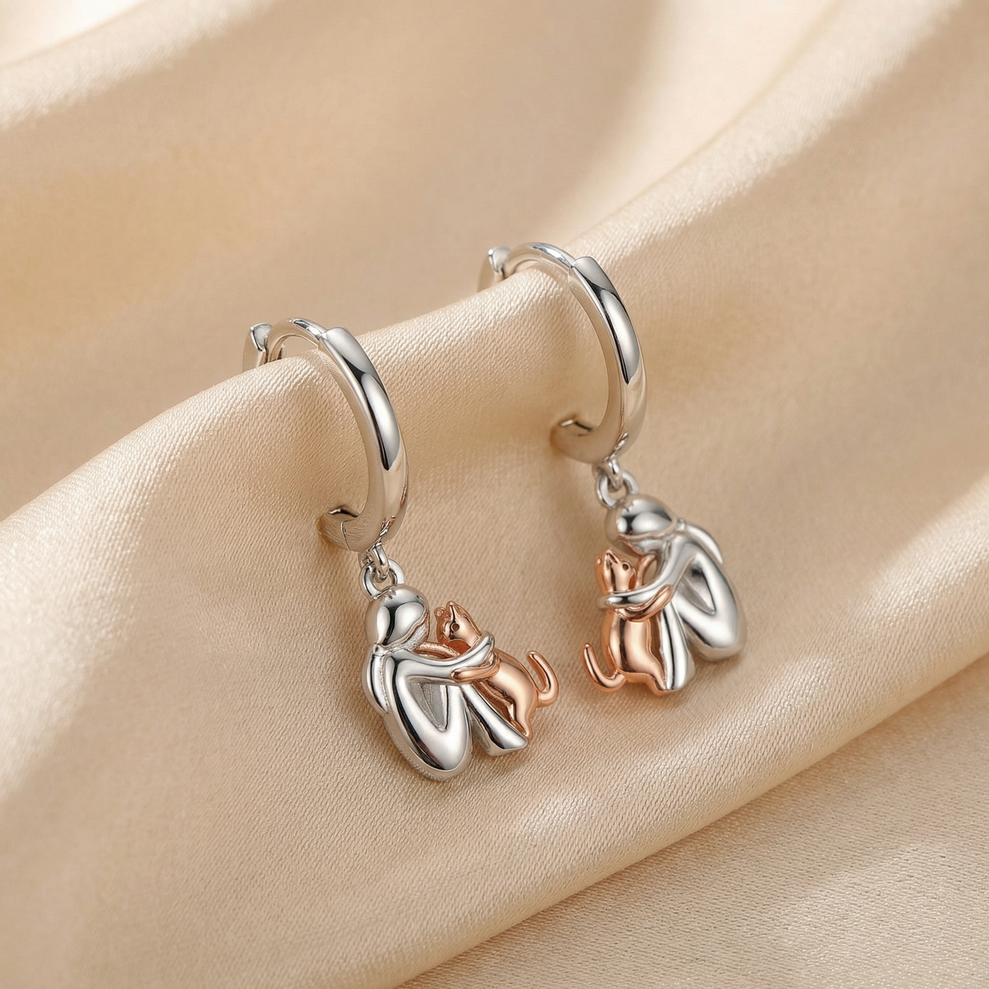 Fiona Cat Hug Dangle Earrings 2
