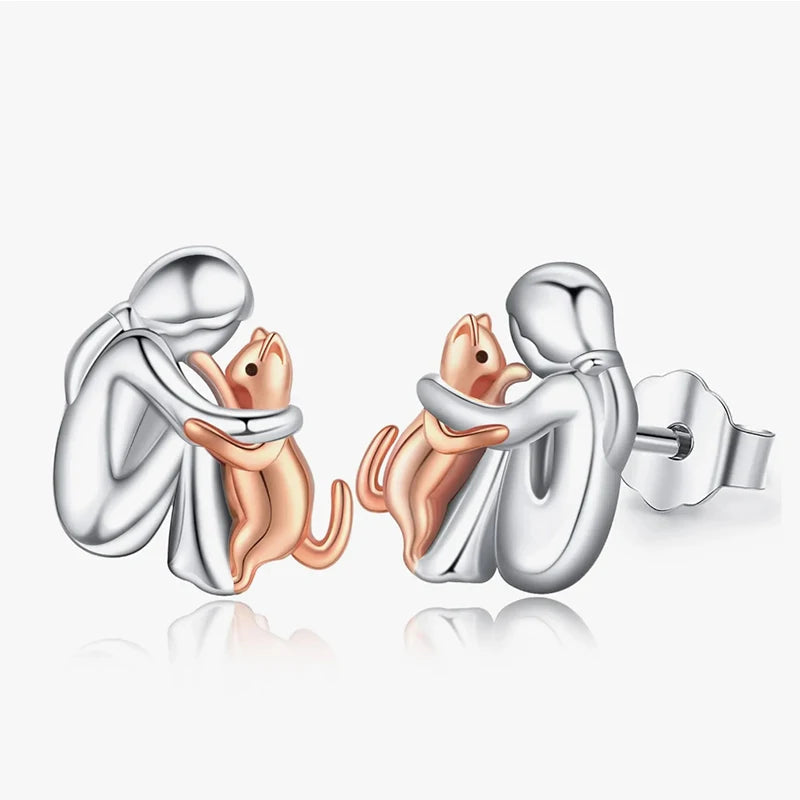 Fiona Cat Hug Stud Earrings 0
