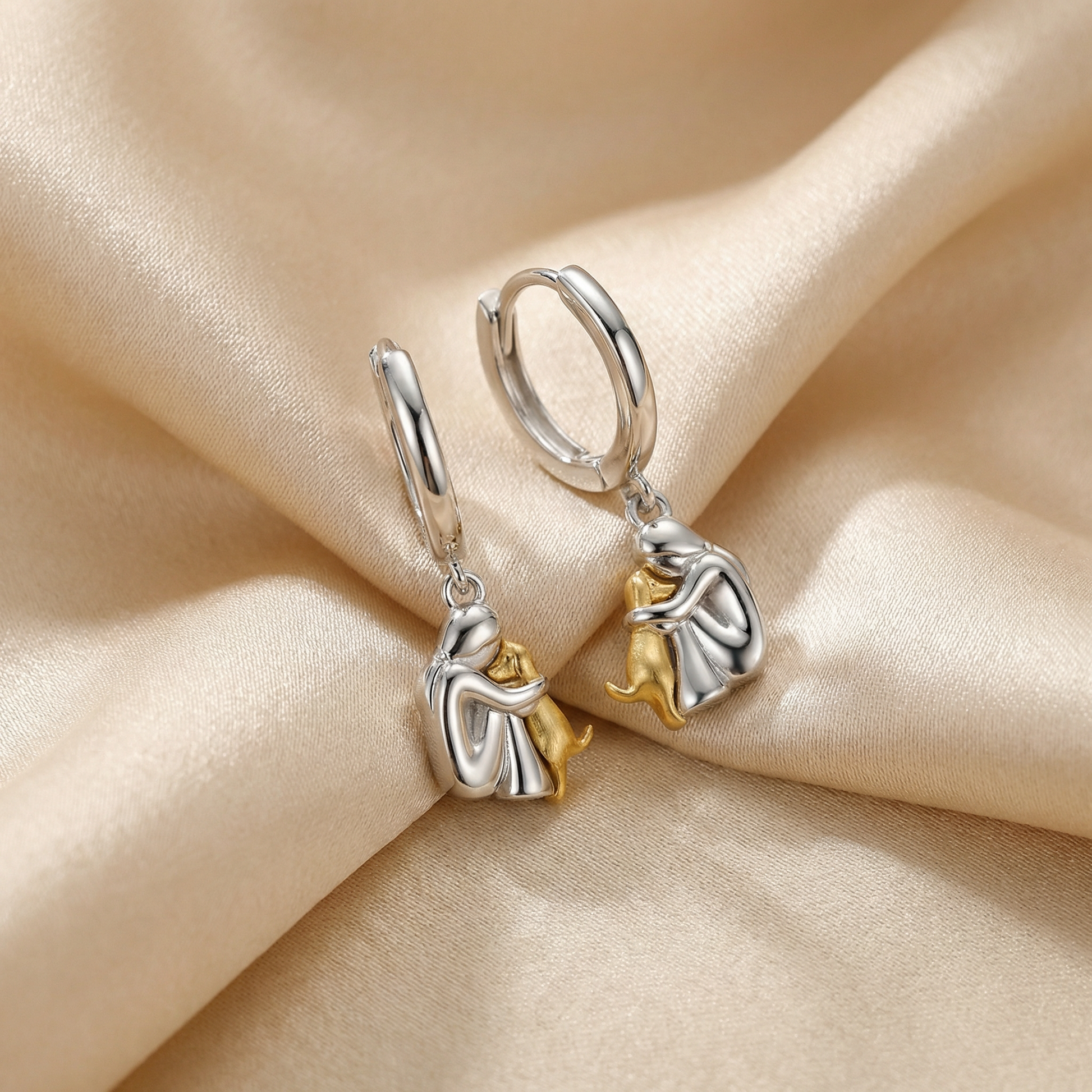 Fiona Dog Hug Dangle Earrings 0