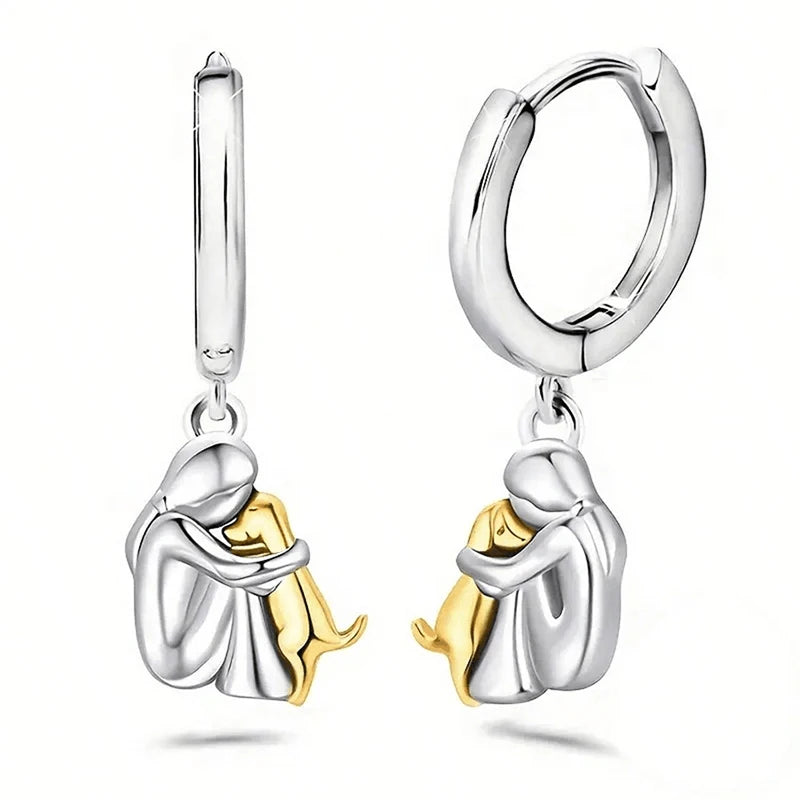 Fiona Dog Hug Dangle Earrings 3