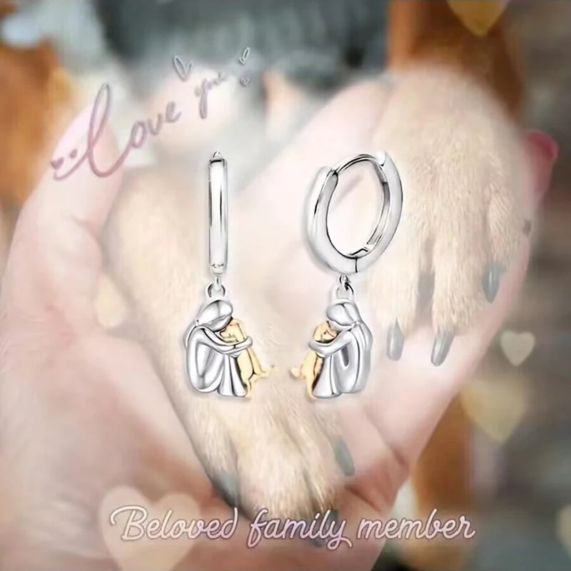 Fiona Dog Hug Dangle Earrings 7
