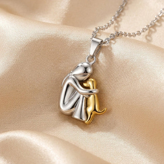 Fiona Dog Hug Pendant Necklace 0