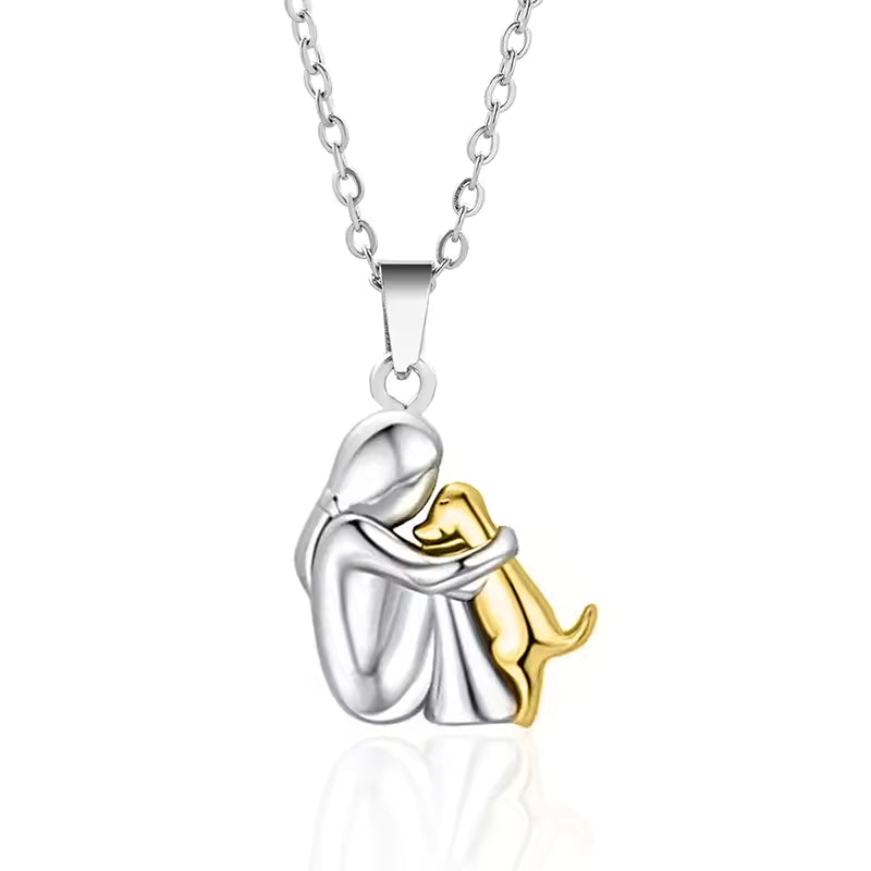 Fiona Dog Hug Pendant Necklace 2