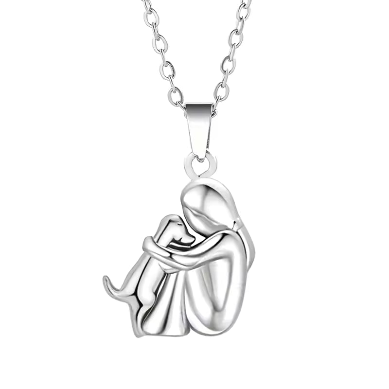 Fiona Dog Hug Pendant Necklace 4