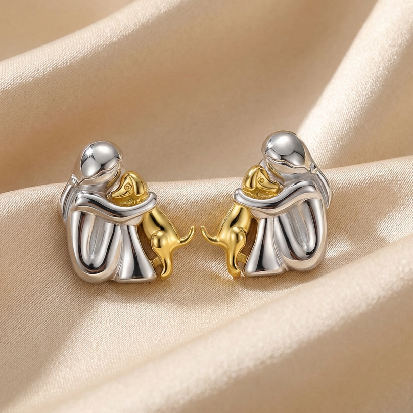 Fiona Dog Hug Stud Earrings 0