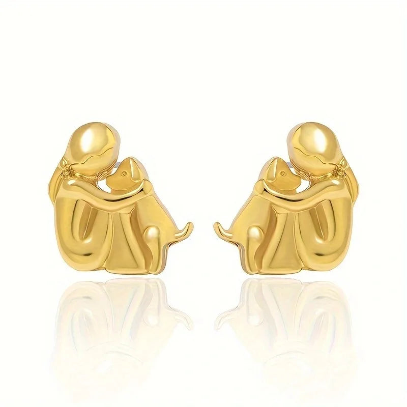 Fiona Dog Hug Stud Earrings 4