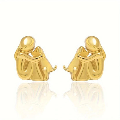 Fiona Dog Hug Stud Earrings 4