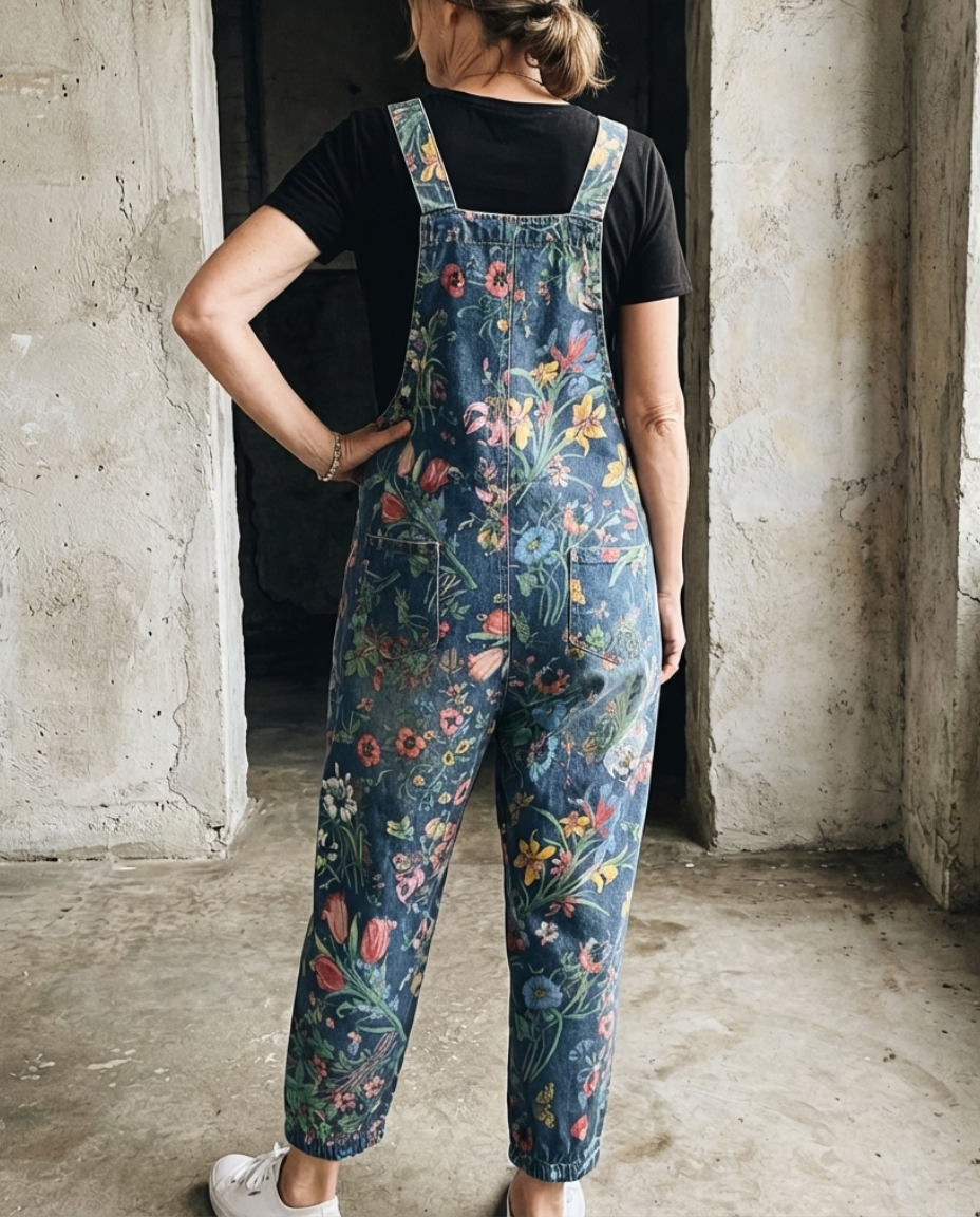 Fiona Floral Denim Overalls 1