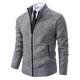 Men's textured full-zip mock neck sweater with zip pockets