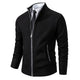 Men's textured full-zip mock neck sweater with zip pockets