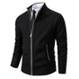 Men's textured full-zip mock neck sweater with zip pockets