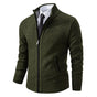 Men's textured full-zip mock neck sweater with zip pockets