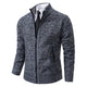 Men's textured full-zip mock neck sweater with zip pockets