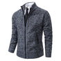 Men's textured full-zip mock neck sweater with zip pockets