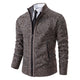 Men's textured full-zip mock neck sweater with zip pockets