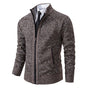 Men's textured full-zip mock neck sweater with zip pockets