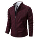 Men's textured full-zip mock neck sweater with zip pockets