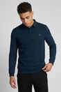 Men's V-neck knit jumper with contrasting striped long sleeves