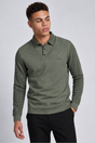 Men's V-neck knit jumper with contrasting striped long sleeves