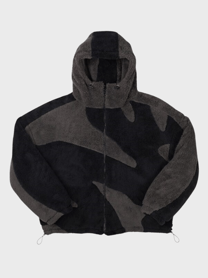 Men's abstract colour block hooded jacket with full zip front