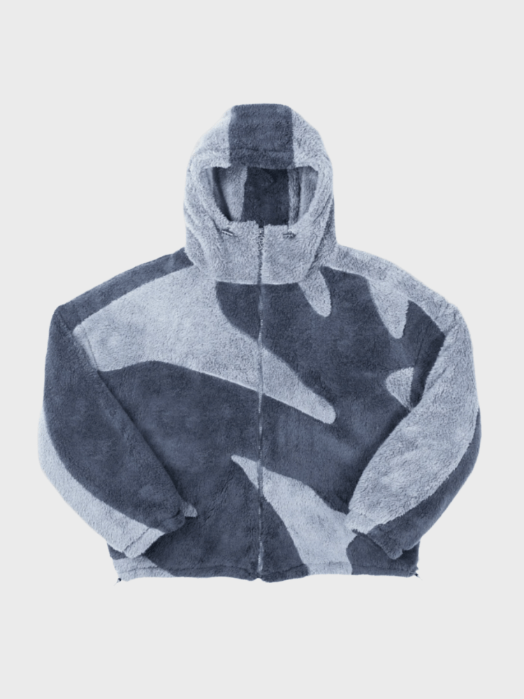 Men's abstract colour block hooded jacket with full zip front