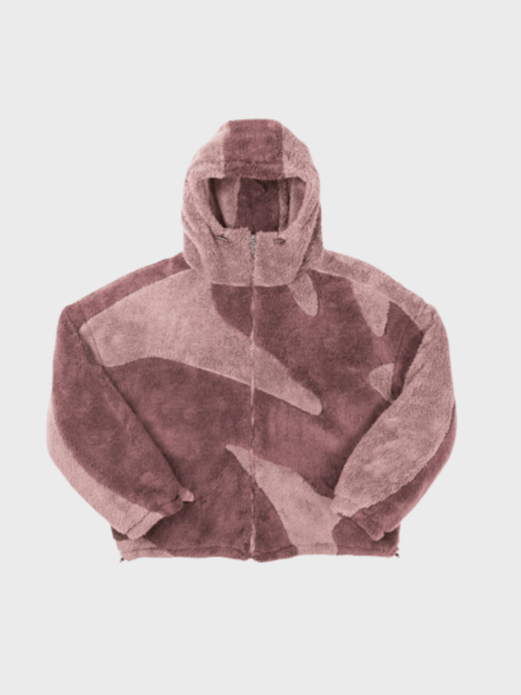 Men's abstract colour block hooded jacket with full zip front