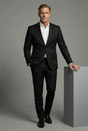 Men's slim fit two piece suit with notch lapels and matching trousers