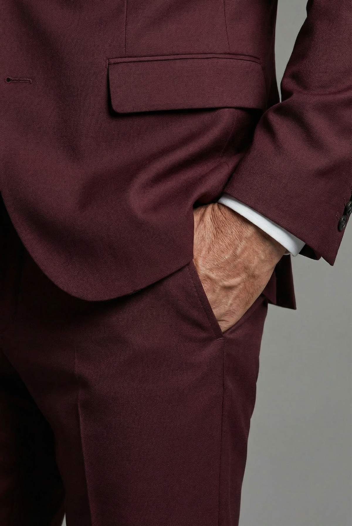 Men's slim fit two piece suit with notch lapels and matching trousers