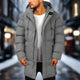 Men's long hooded puffer coat with front pockets