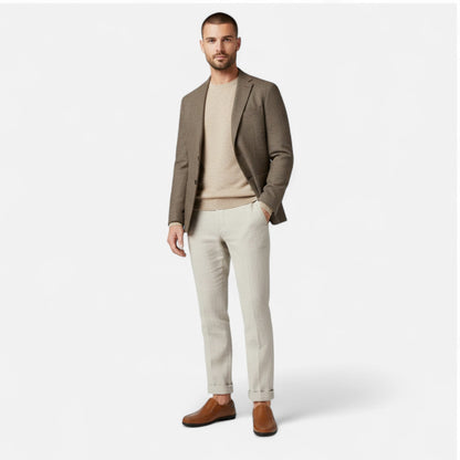 Men's stitched slip-on loafer with round toe and textured sole