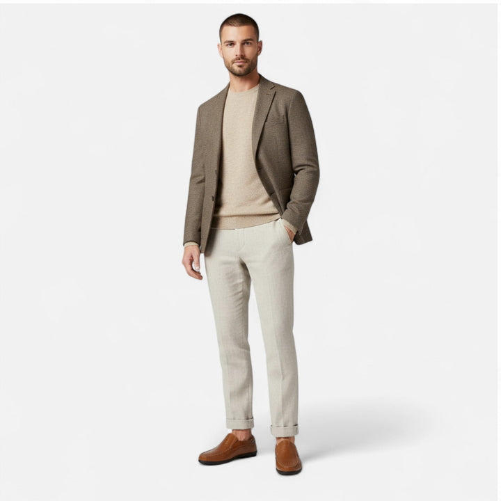 Men's stitched slip-on loafer with round toe and textured sole