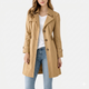 Women's button front trench coat with notched lapels and long sleeves
