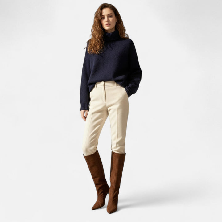 Women's knee-high pointed toe boots with stiletto heel