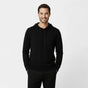Men's plain knit hooded sweater with long sleeves and ribbed trims