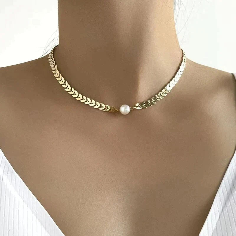 Gianna Gold Pearl Necklace 0