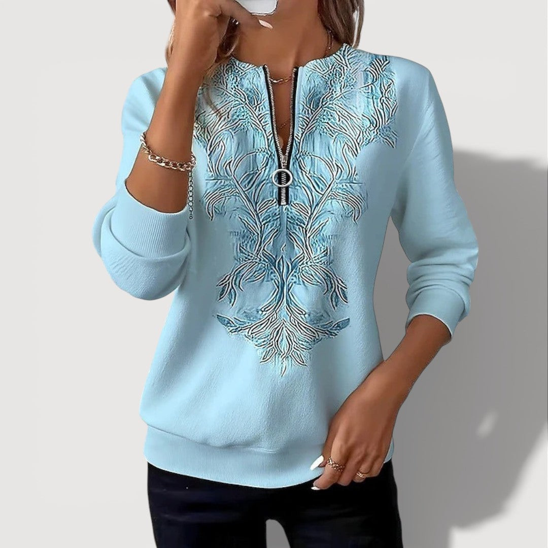 Giselle Embroidered Zip Top 0
