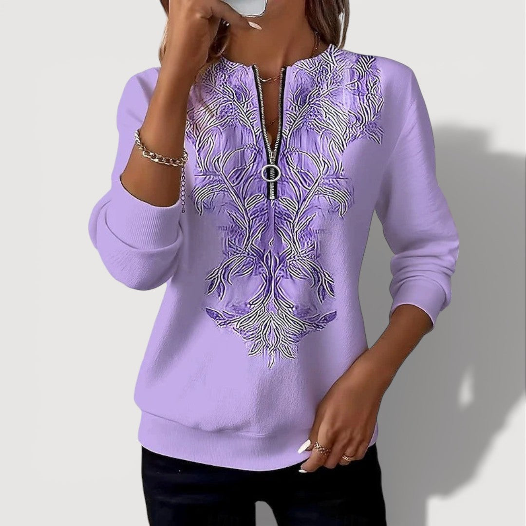 Giselle Embroidered Zip Top 1